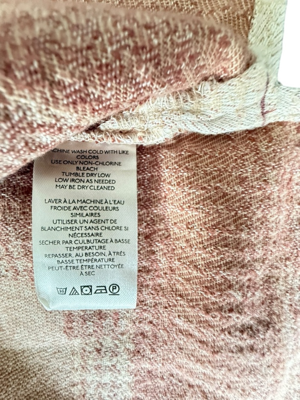 Free People We The Free Shirt Women L Beige Pink Plaid Button Up Long Sleeve - Picture 11 of 12